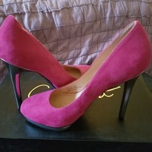 Pink heels with silver trim